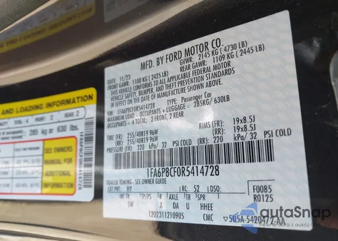 2024 Ford Mustang Gt Premium Fastback from USA, damaged, VIN 1FA6P8CF0R5414728